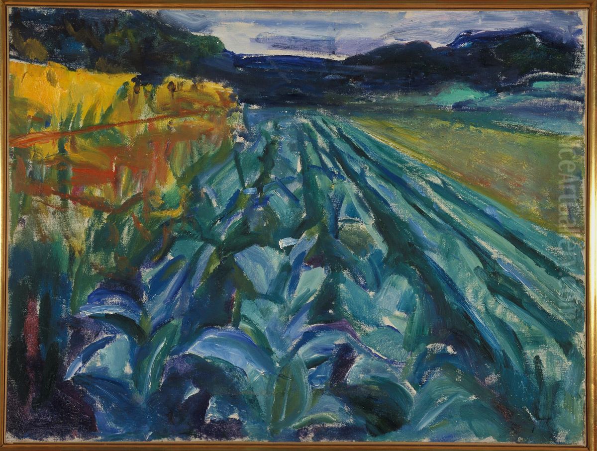 Cabbage Field Oil Painting by Edvard Munch