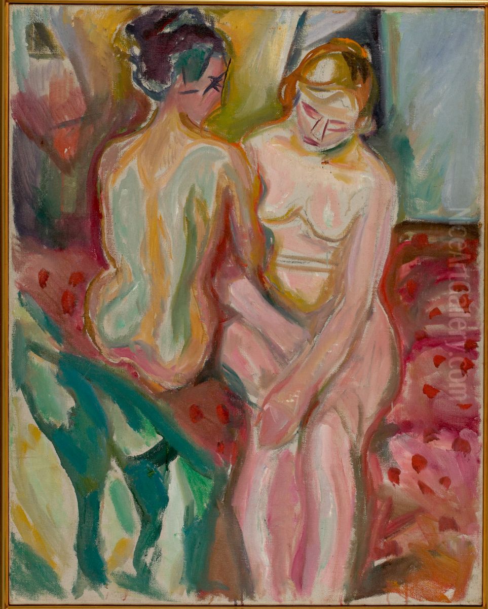 Conversation Oil Painting by Edvard Munch