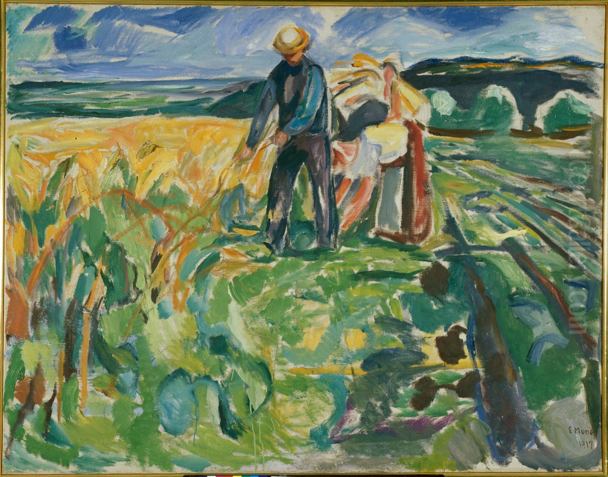 Cutting the Corn Oil Painting by Edvard Munch