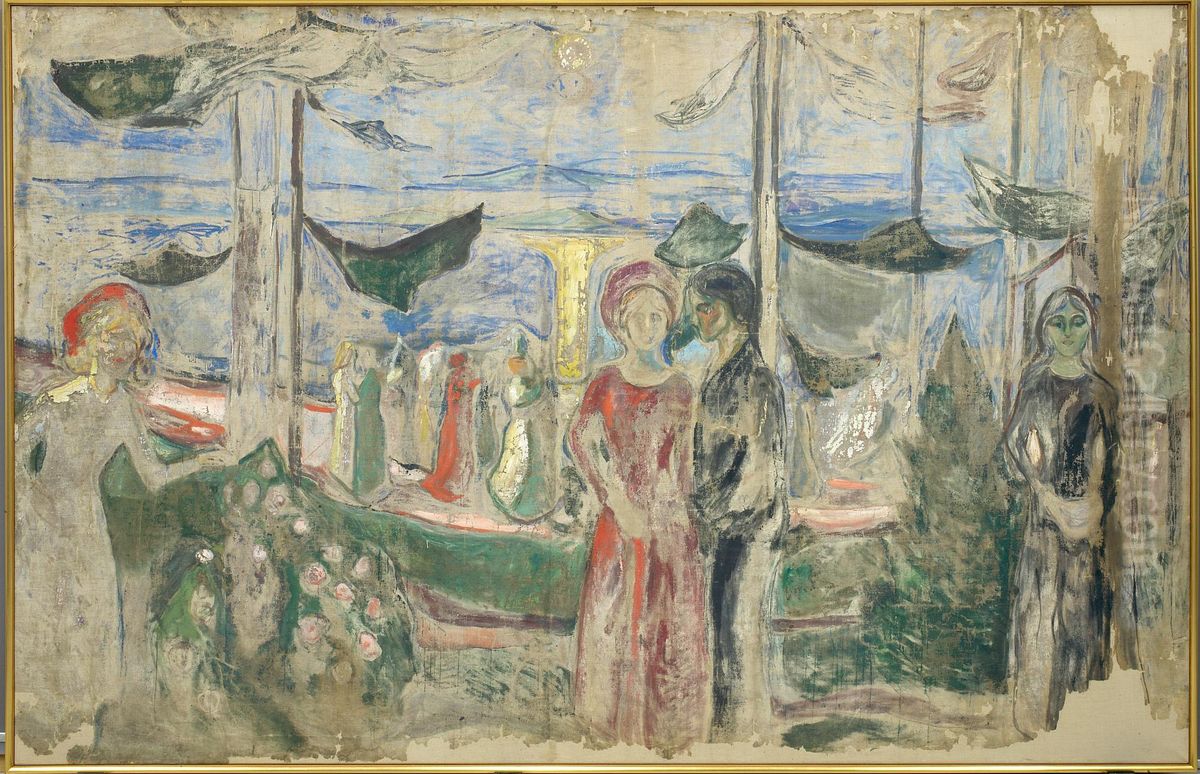 Dance on the Beach Oil Painting by Edvard Munch