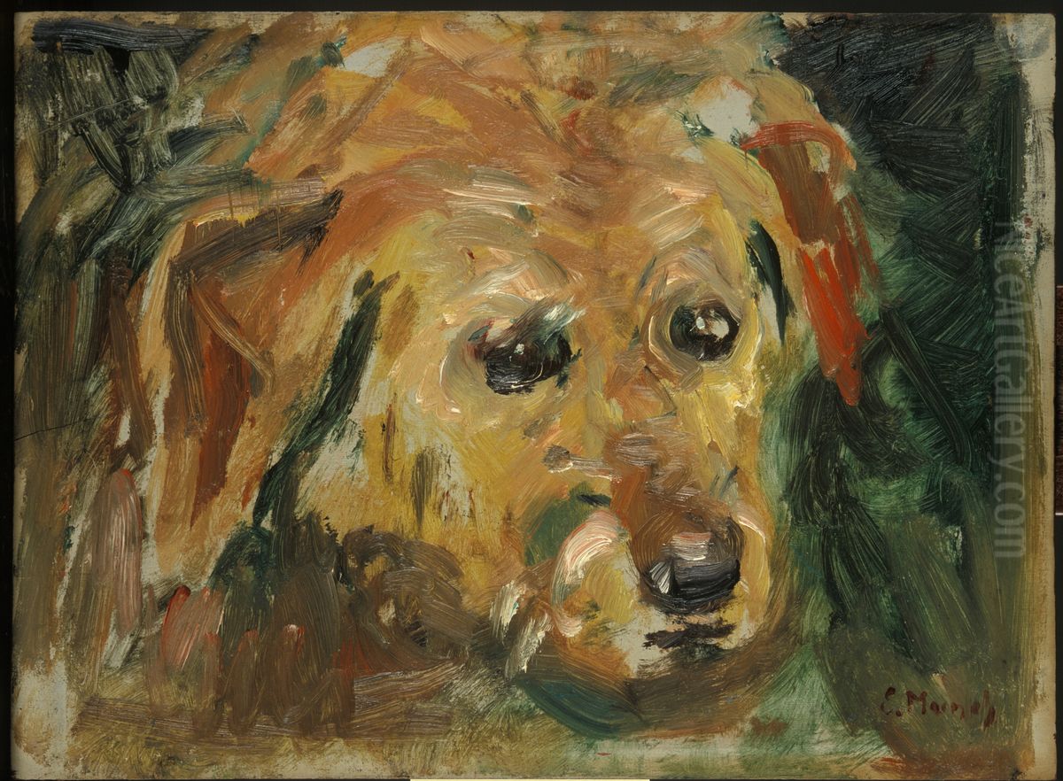 Dog's Face Oil Painting by Edvard Munch