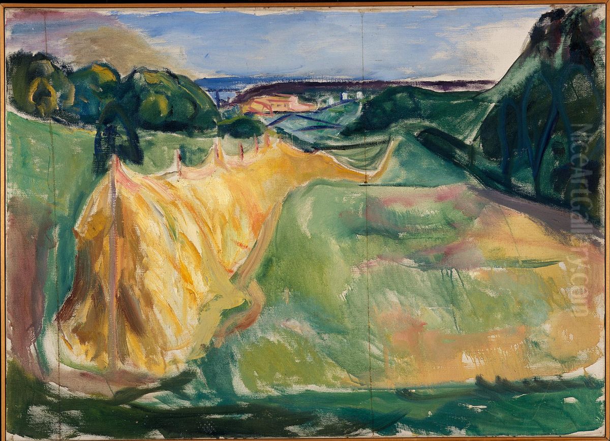 Drying Hay Oil Painting by Edvard Munch