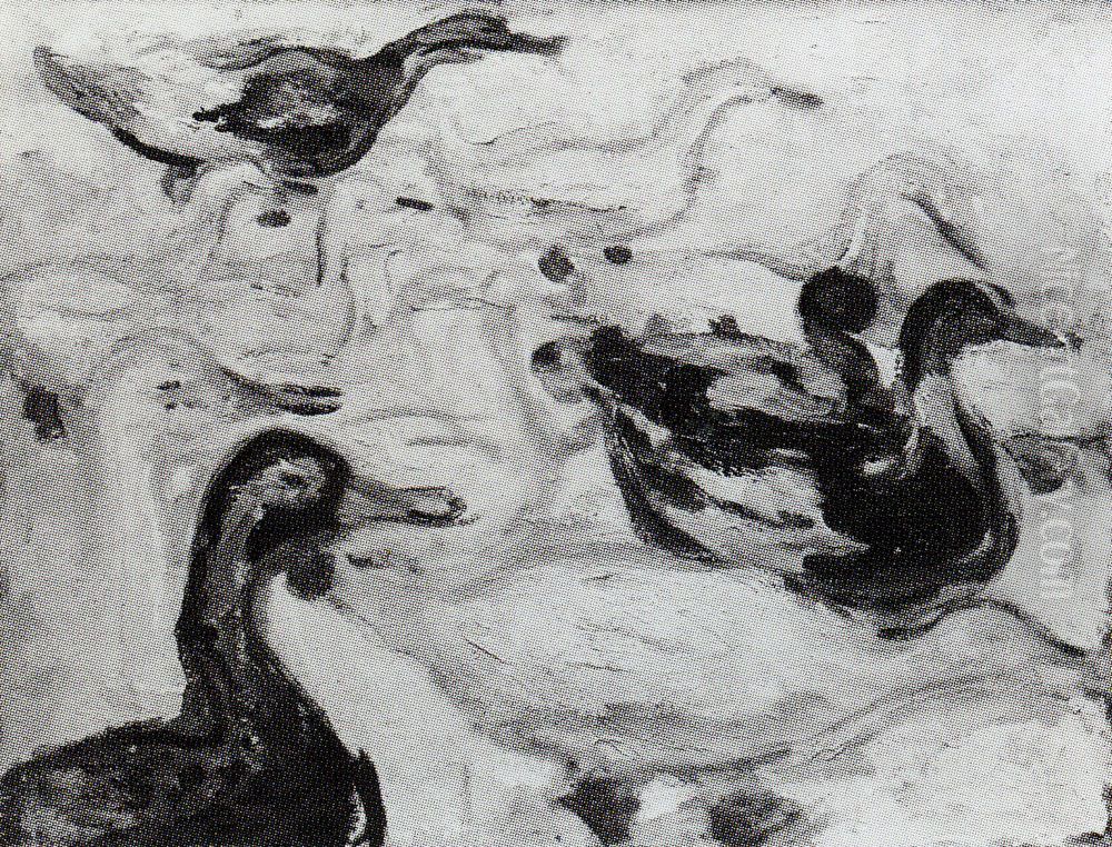Ducks in Snow Oil Painting by Edvard Munch