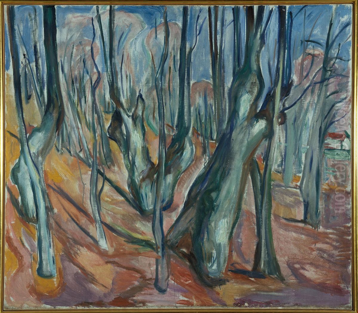 Elm Forest in Spring Oil Painting by Edvard Munch