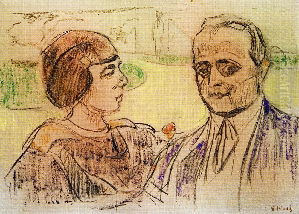 Elsa and Curt Glaser Oil Painting by Edvard Munch