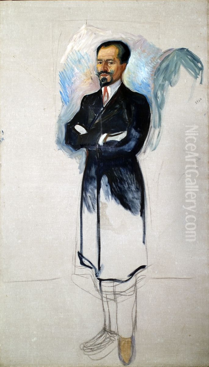 Portrait of Ernest Thiel (Study) Oil Painting by Edvard Munch