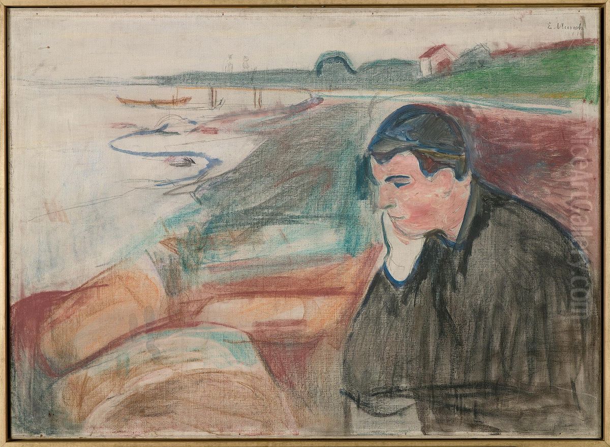 Evening. Melancholy Oil Painting by Edvard Munch