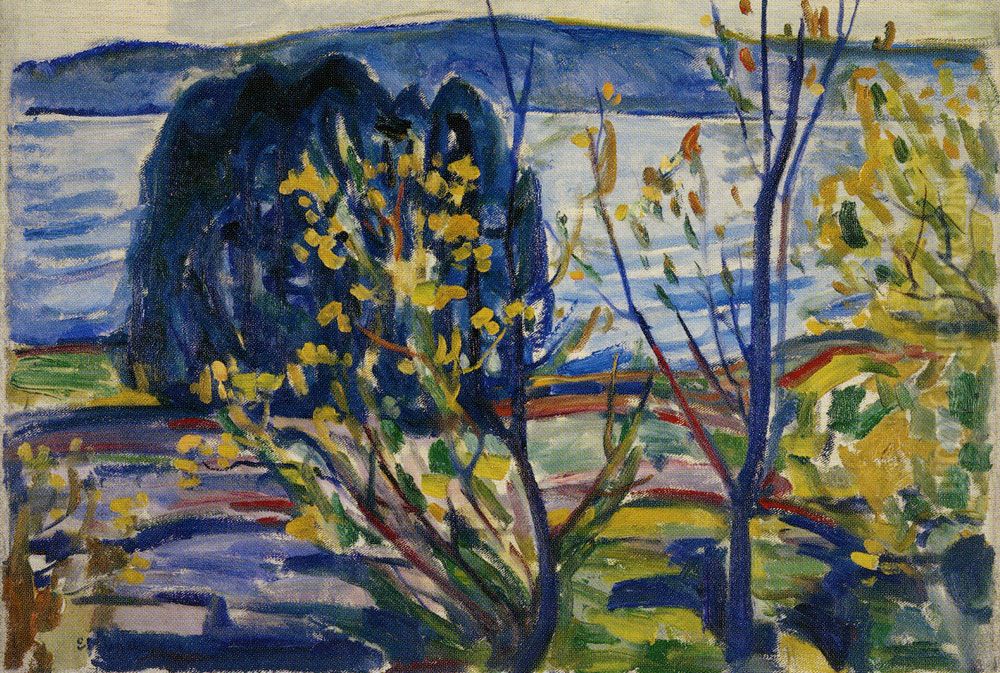 Fjord Landscape Oil Painting by Edvard Munch