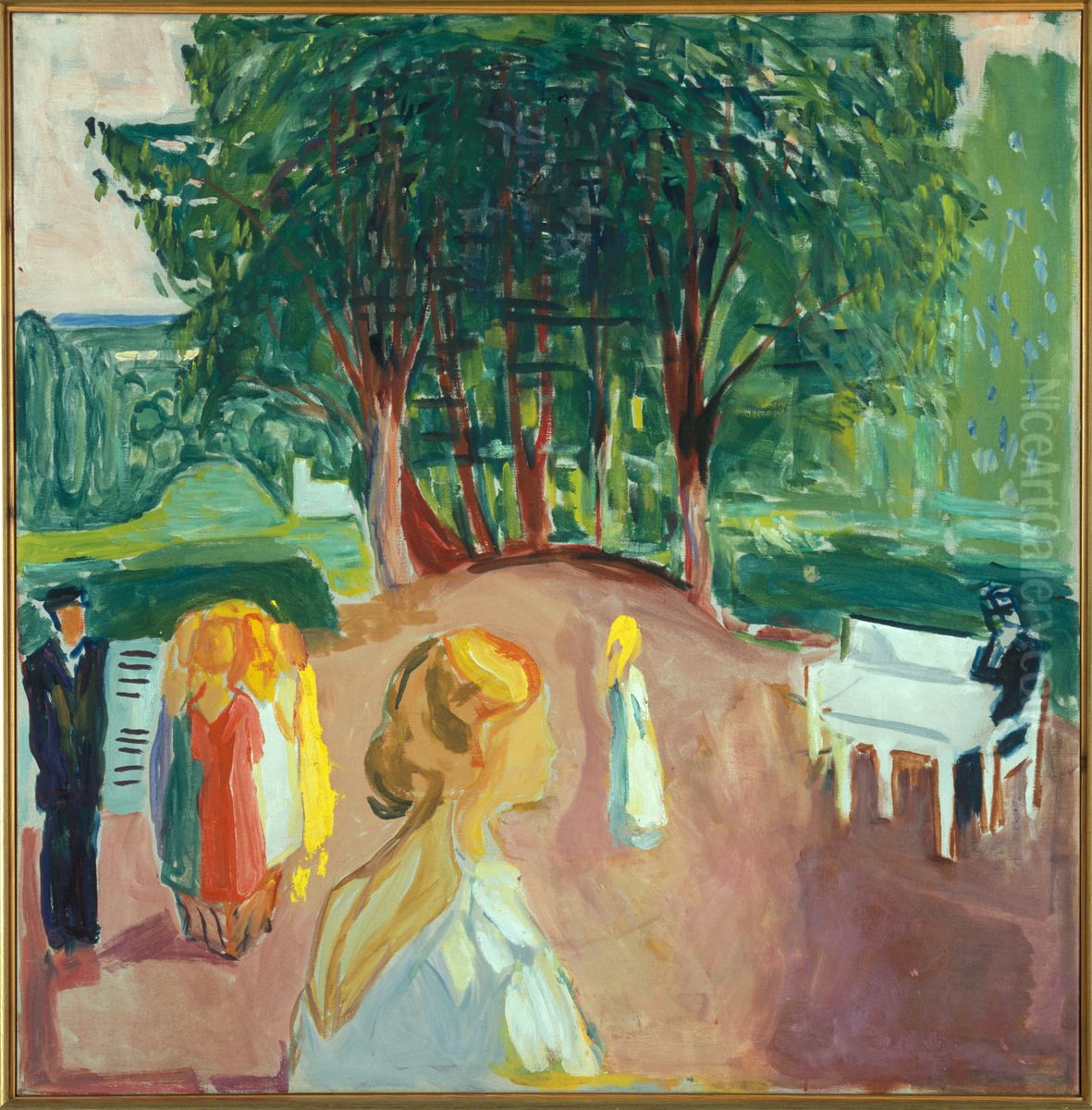 Flirting in the Park Oil Painting by Edvard Munch