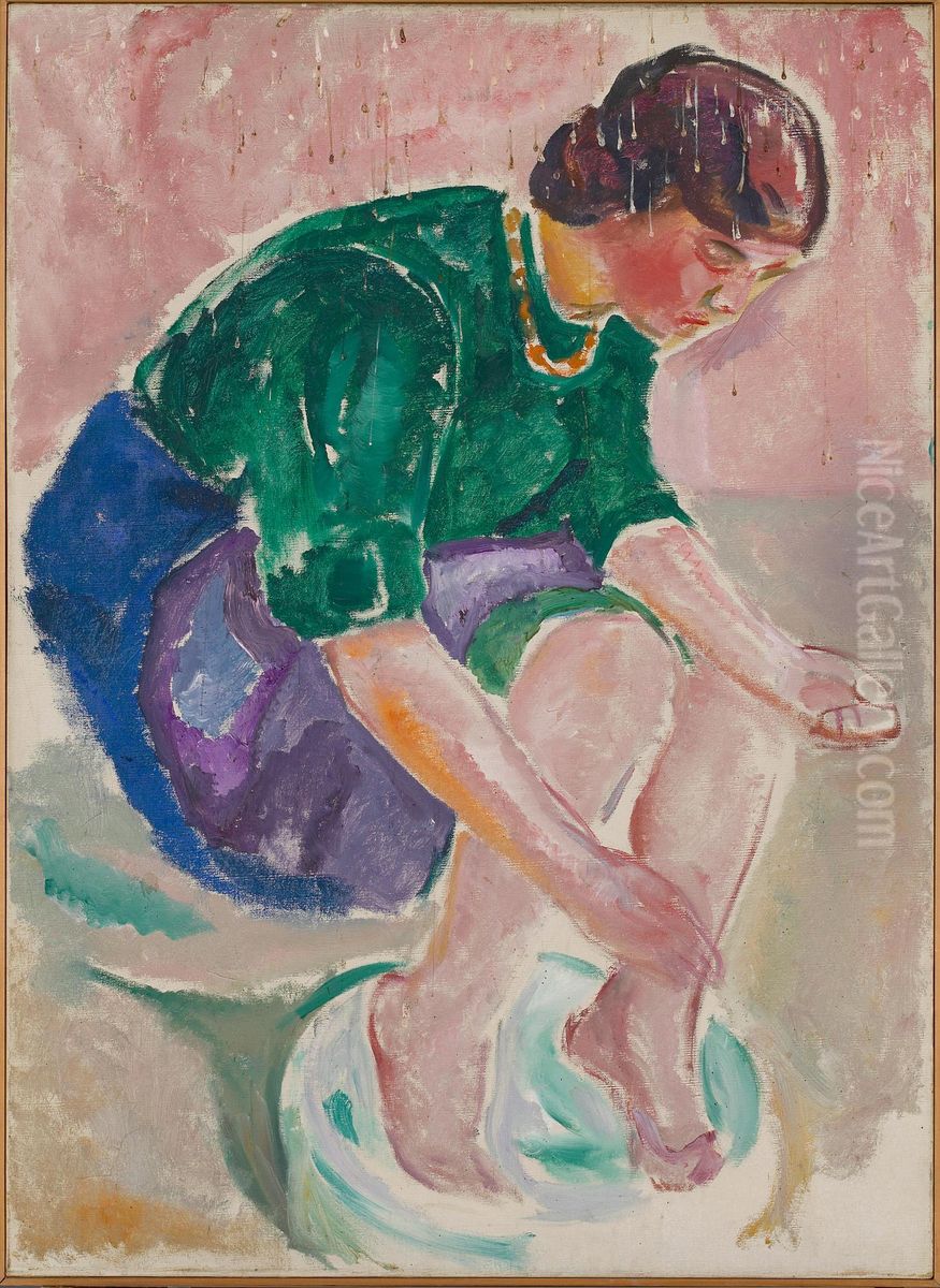 Footbath Oil Painting by Edvard Munch