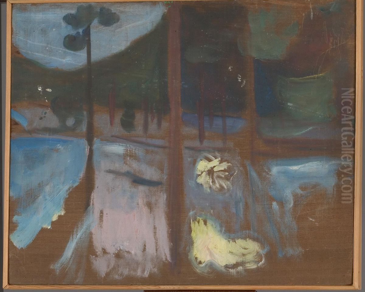 Forest Study Oil Painting by Edvard Munch