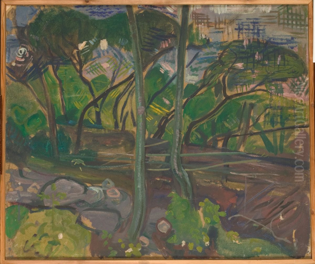 Forest Study Oil Painting by Edvard Munch