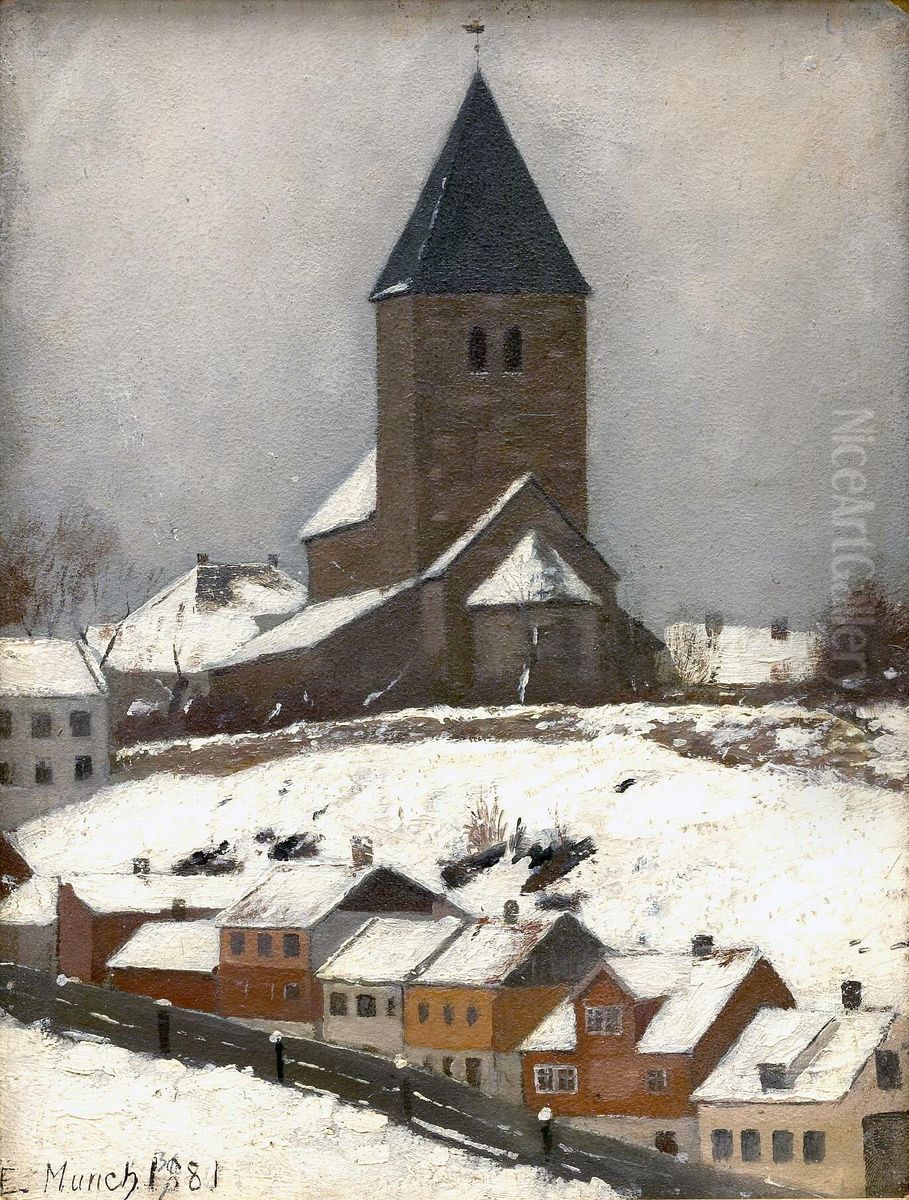 Gamle Aker Church Oil Painting by Edvard Munch