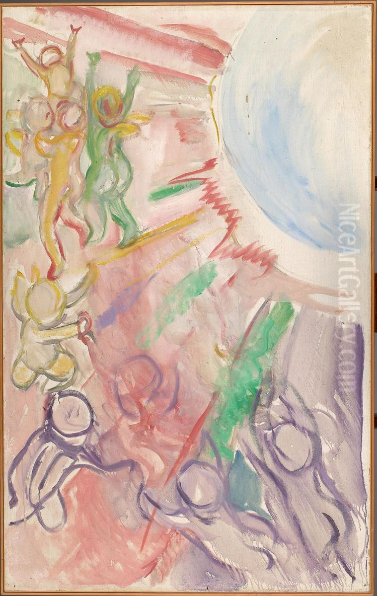 Geniuses in Sun Rays Oil Painting by Edvard Munch