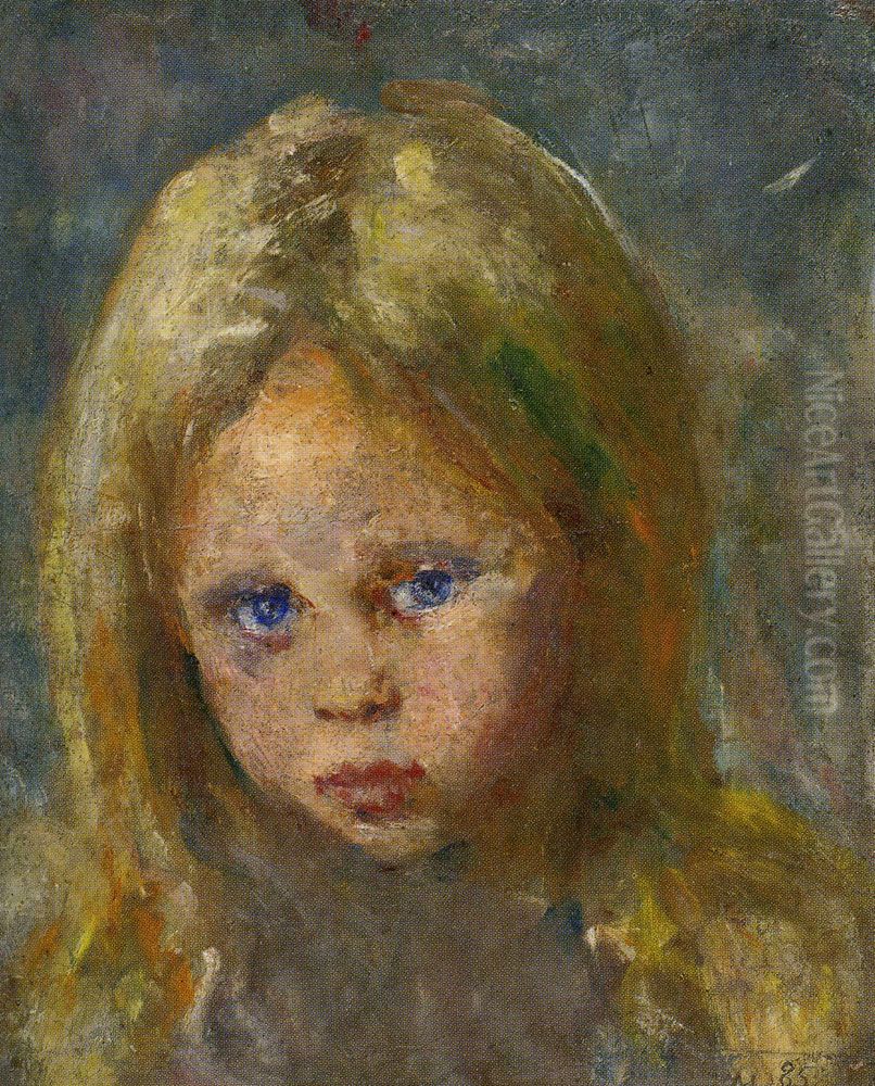 Girl's Head Oil Painting by Edvard Munch