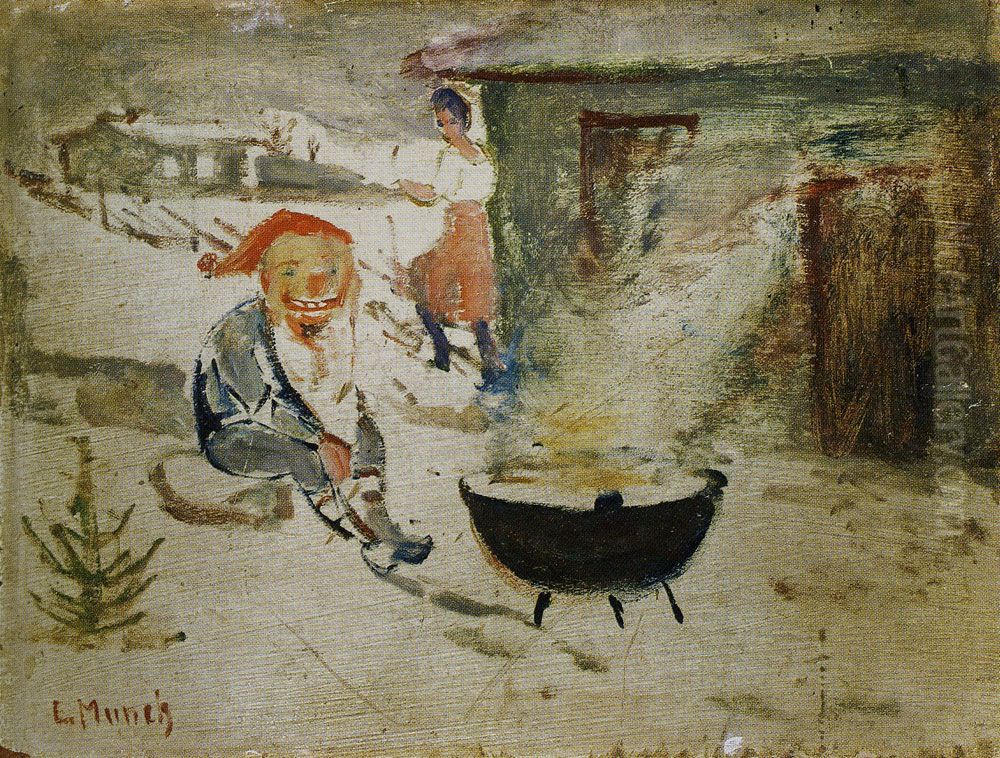Goblin with Christmas Porridge Oil Painting by Edvard Munch