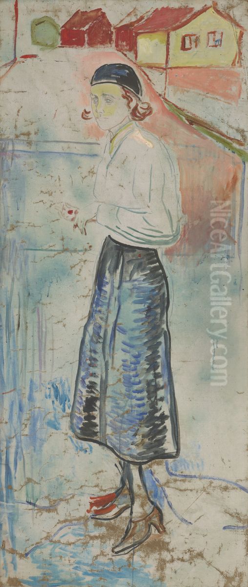 Hanna Brieschke in Asgardstrand Oil Painting by Edvard Munch