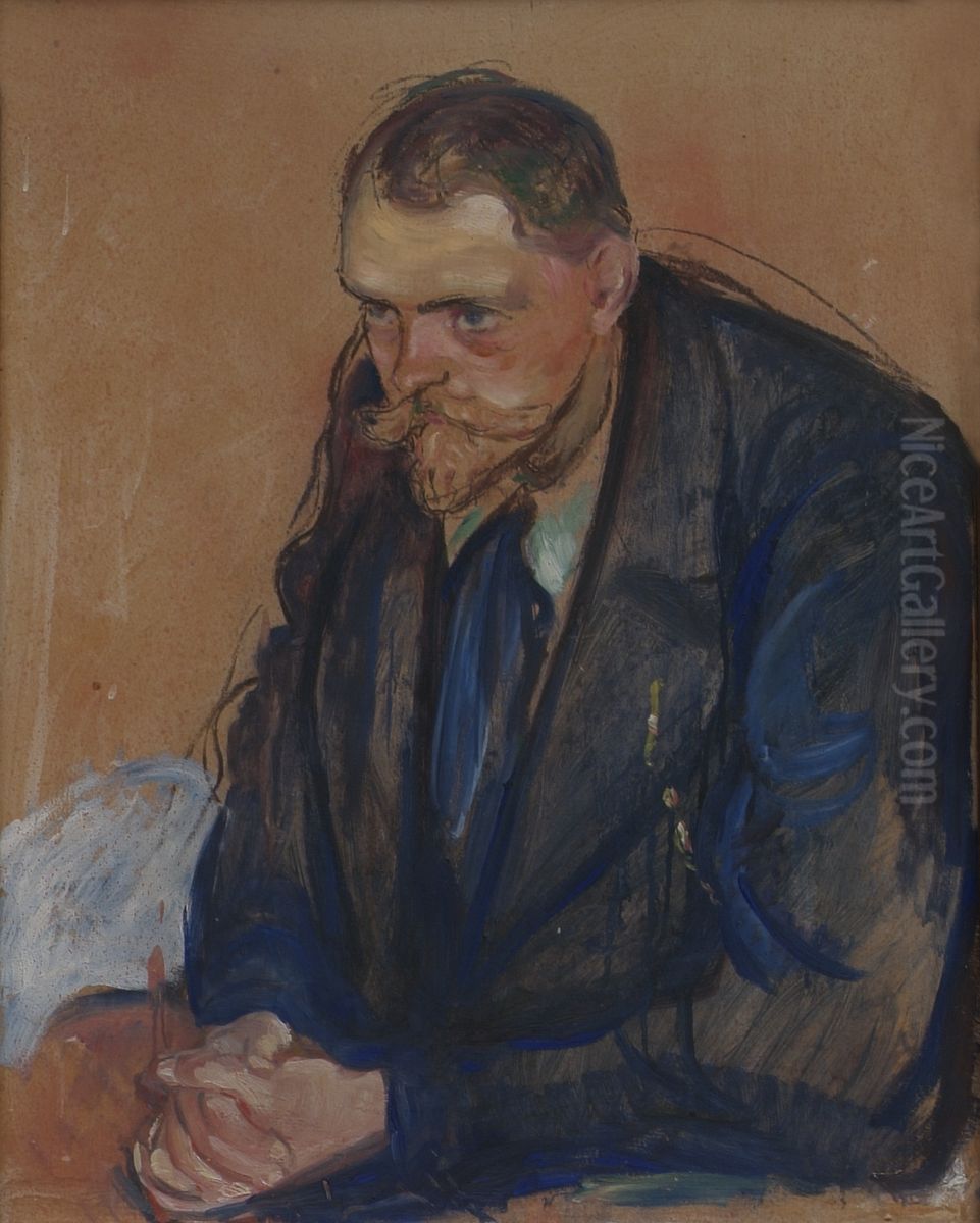 Portrait of Helge Backstrom Oil Painting by Edvard Munch