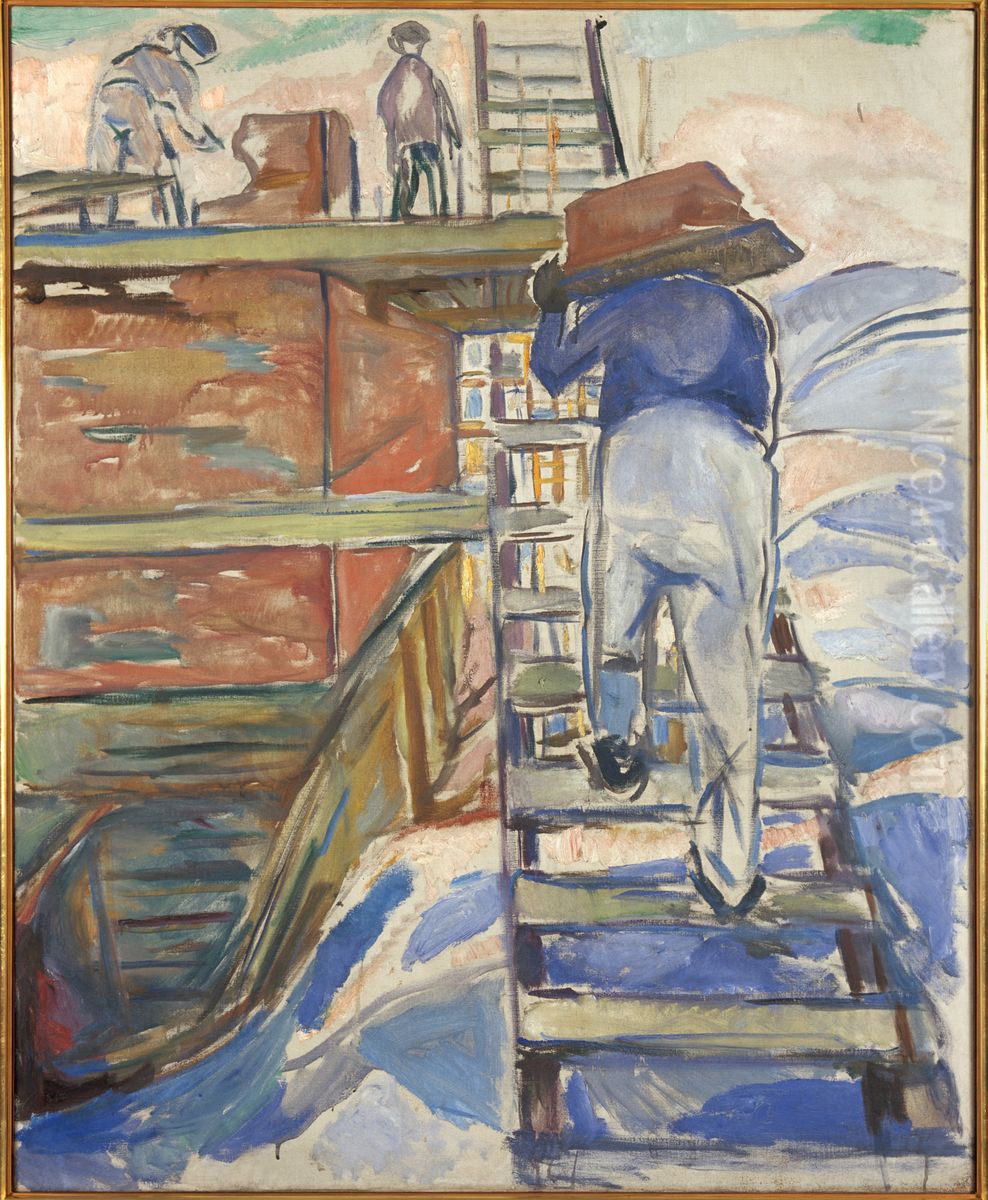Hodman on the Ladder Oil Painting by Edvard Munch