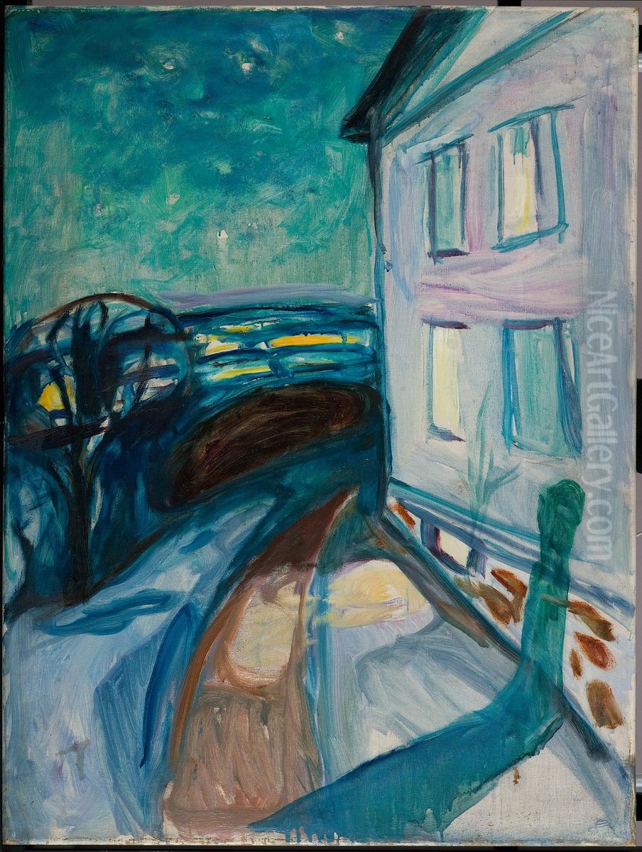 House Wall in Moonlight Oil Painting by Edvard Munch