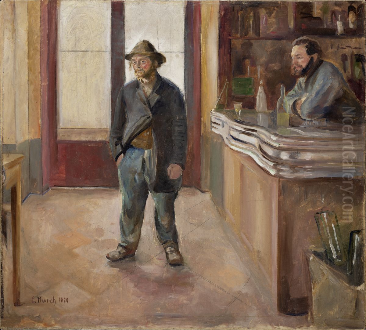 In the Tavern Oil Painting by Edvard Munch