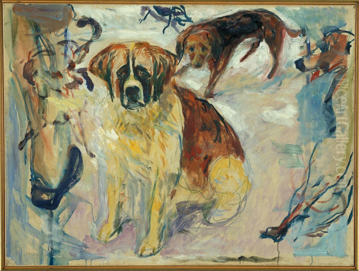 In the Kennel Oil Painting by Edvard Munch