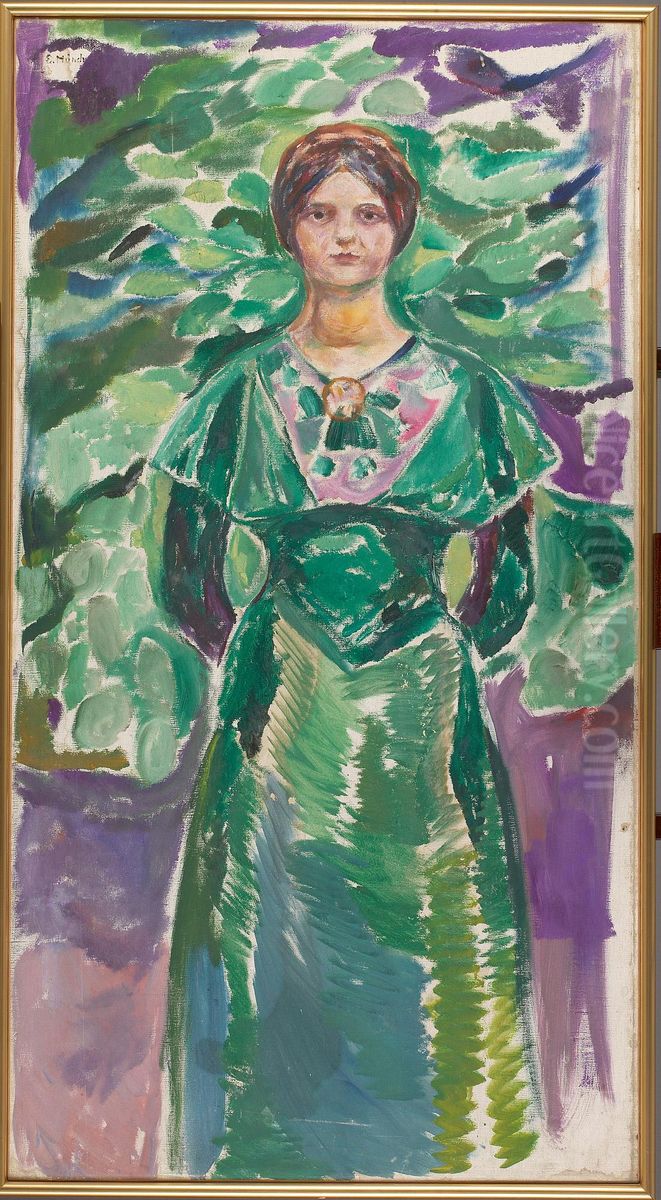 Ingeborg in Green Oil Painting by Edvard Munch