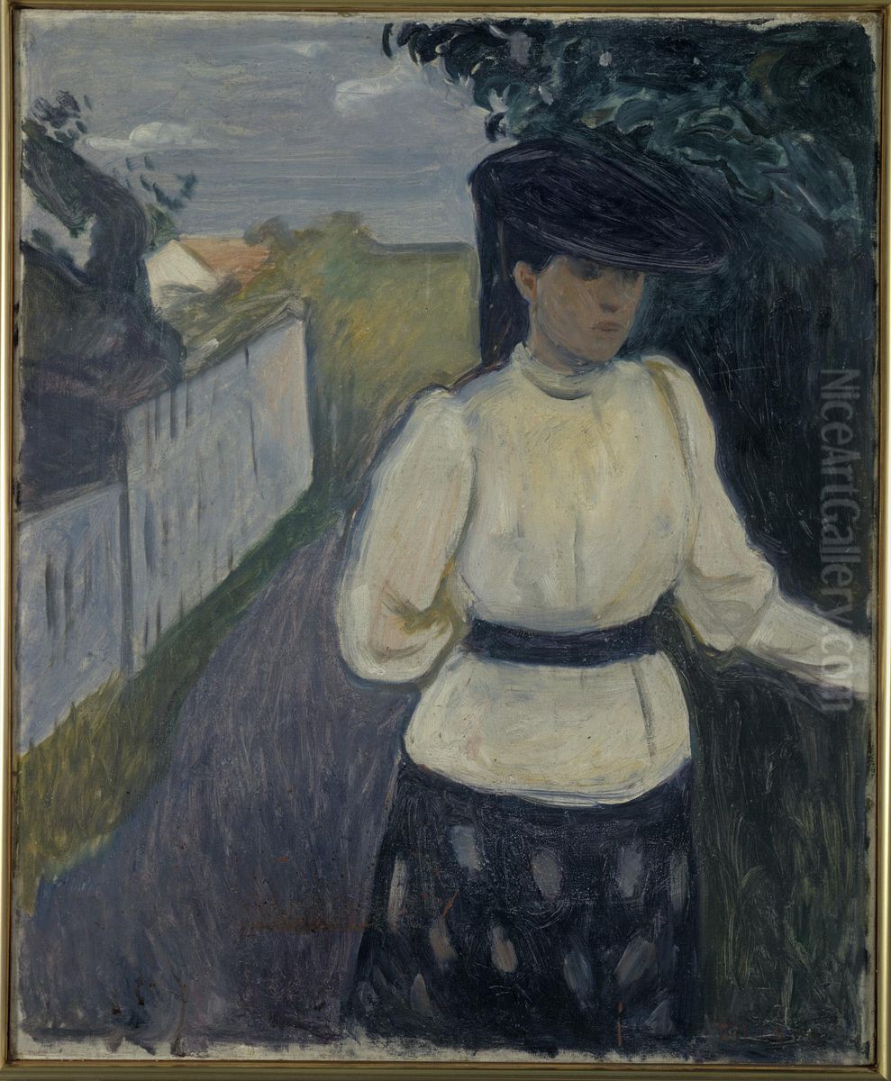 Inger in a White Blouse Oil Painting by Edvard Munch