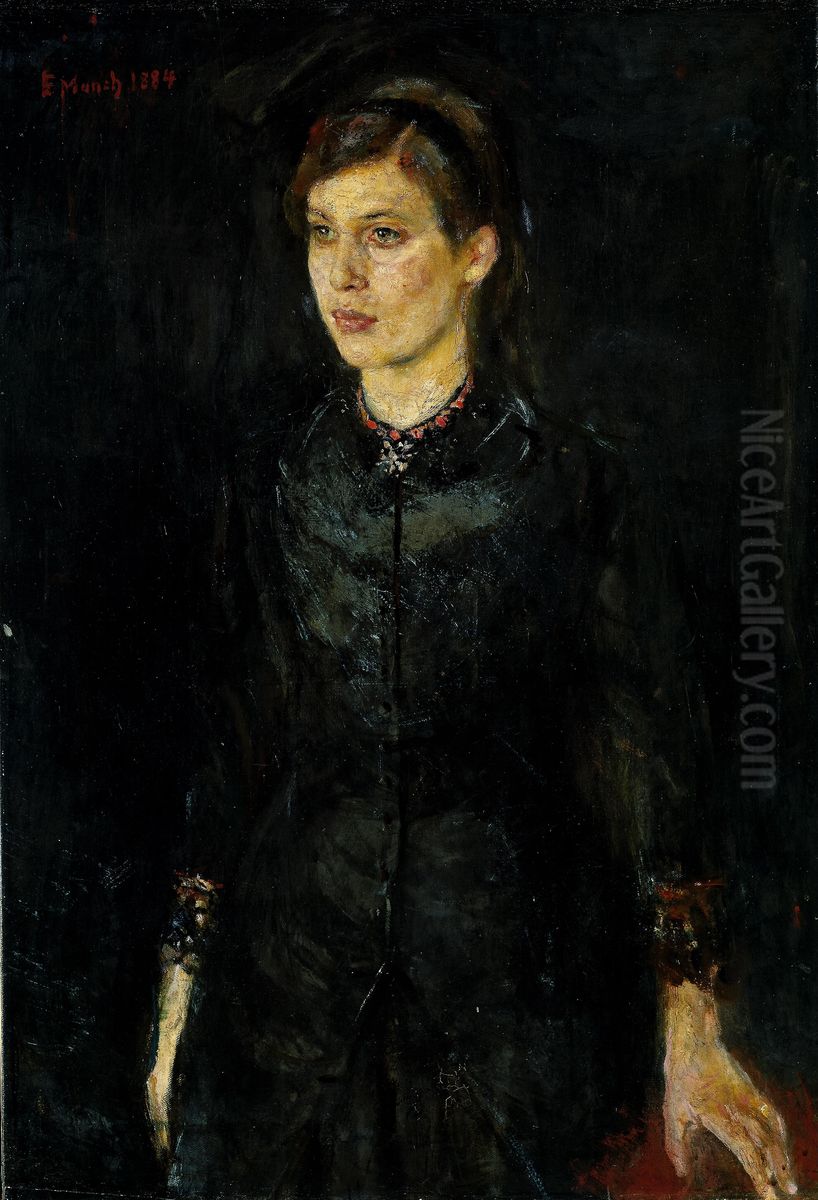 Inger in Black Oil Painting by Edvard Munch