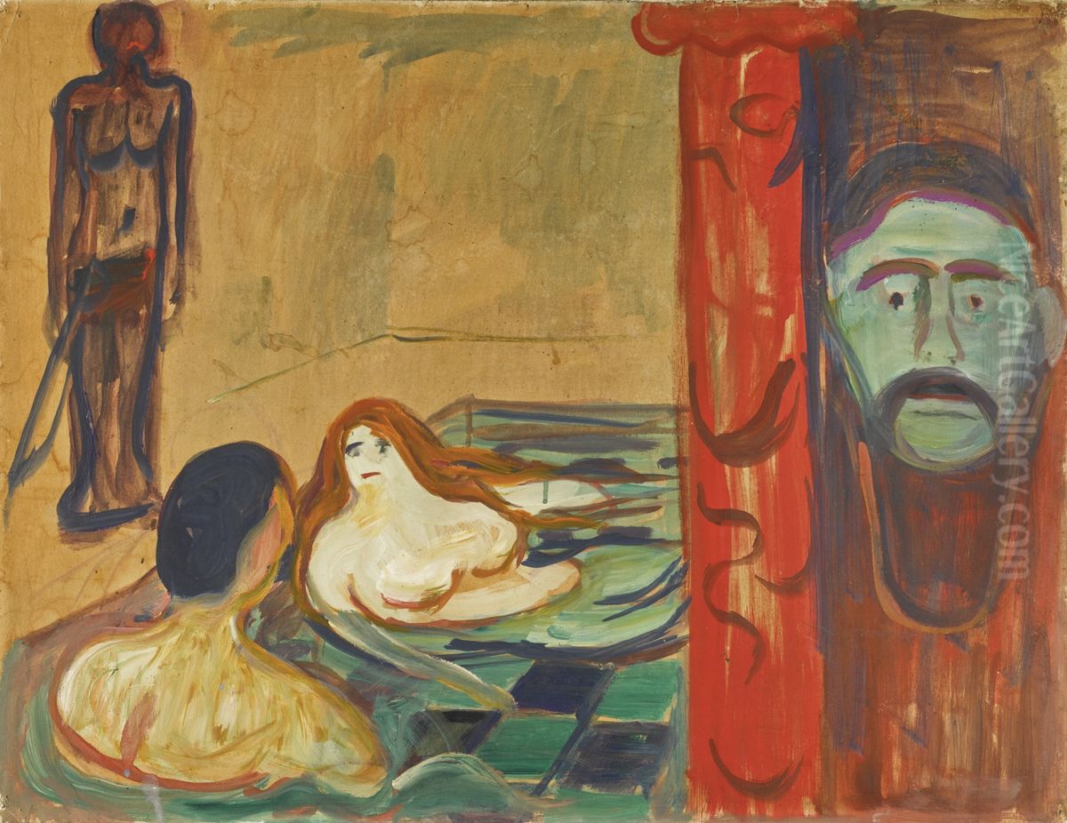 Jealousy in the Bath Oil Painting by Edvard Munch