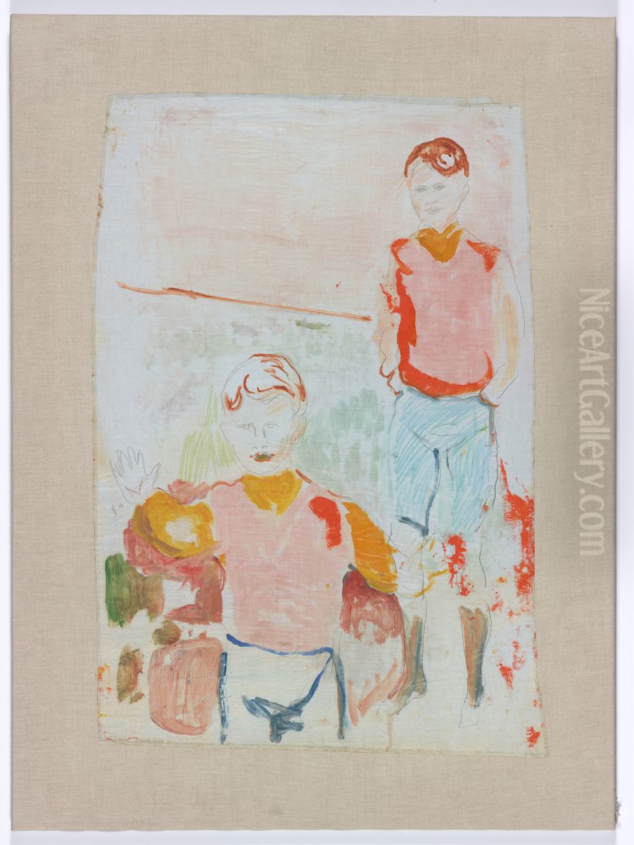 Two Boys. Johan Martin and Sten Stenersen Oil Painting by Edvard Munch