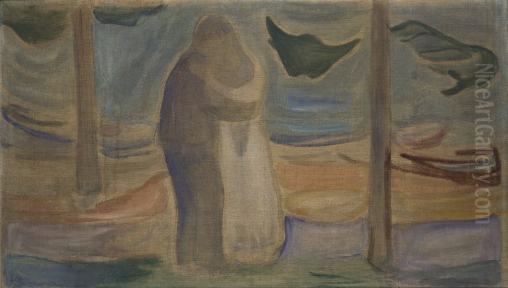 Paar am Strand Oil Painting by Edvard Munch