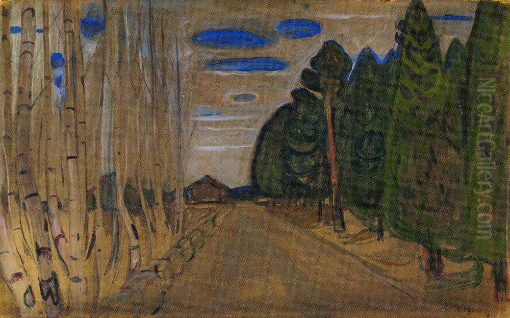 Landscape with a Road Oil Painting by Edvard Munch