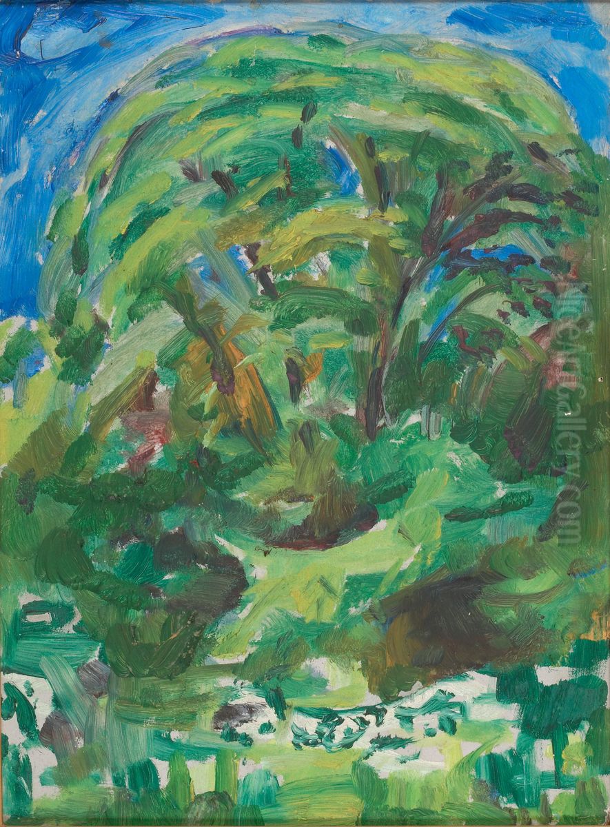Large Deciduous Tree Oil Painting by Edvard Munch