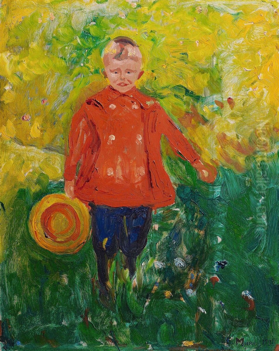 Lothar Linde in roter Jacke Oil Painting by Edvard Munch