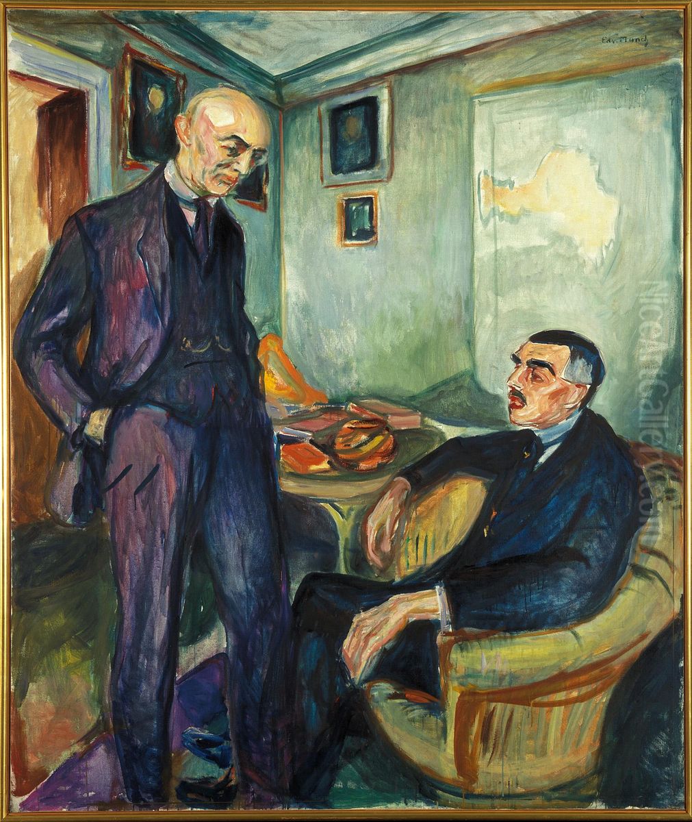 Lucien Dedichen and Jappe Nilssen Oil Painting by Edvard Munch