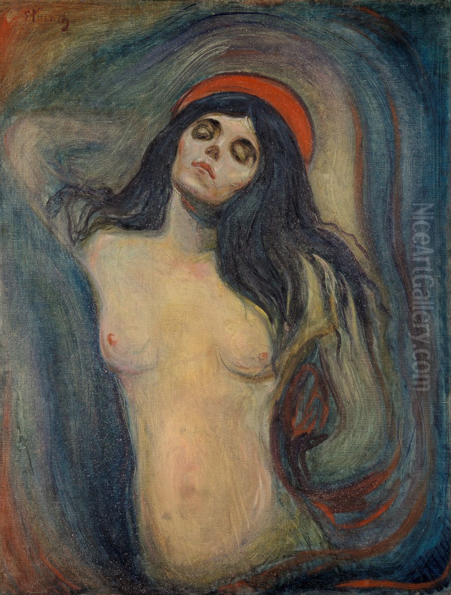 edavarda munkha ki kainavasa para tela se ki gayi citrakarimaidona(1894, munkha sangrahalaya oslo) Oil Painting by Edvard Munch