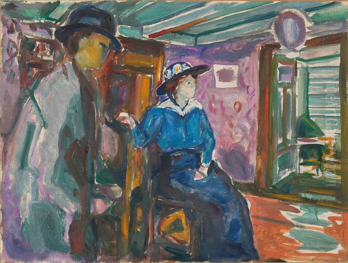 Man and Woman Oil Painting by Edvard Munch
