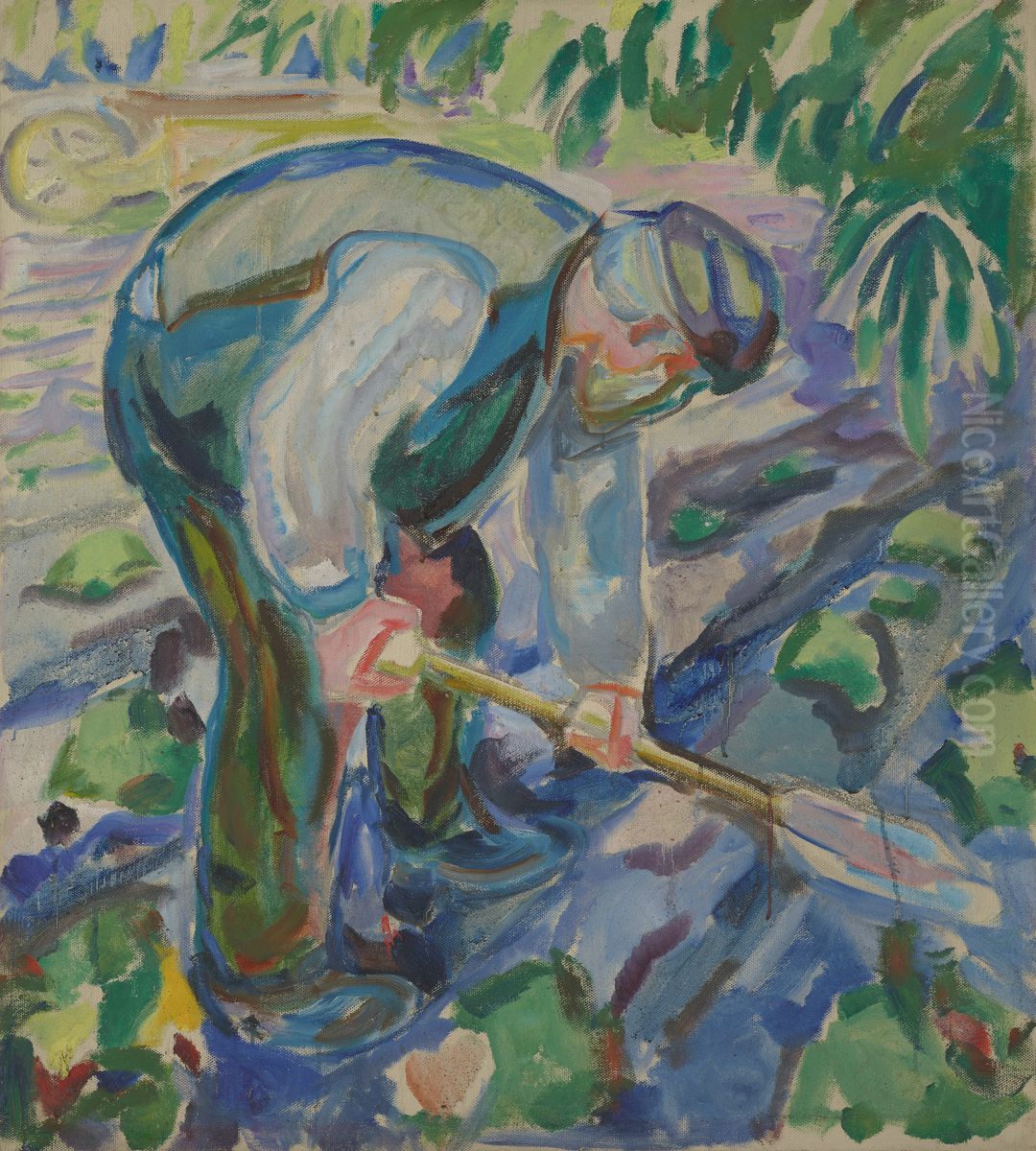 Man Digging Oil Painting by Edvard Munch