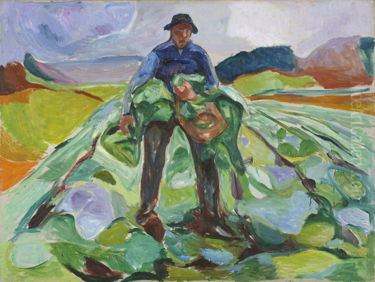 Man in the Cabbage Field Oil Painting by Edvard Munch