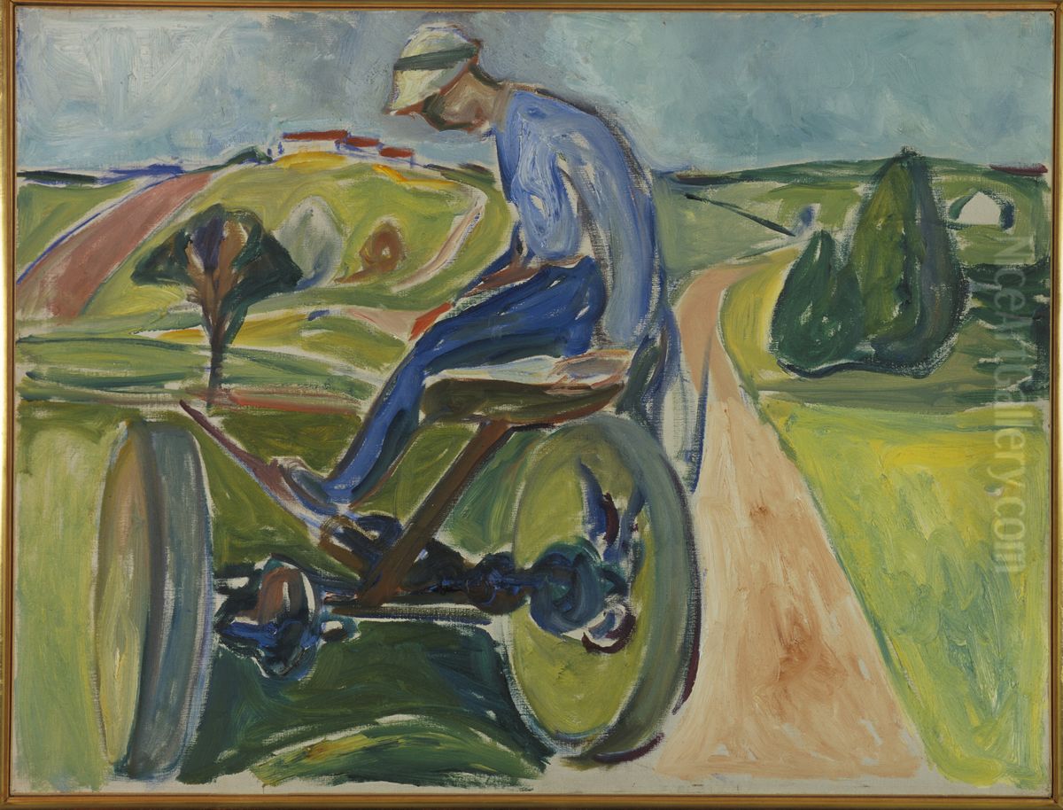 Man on the Harvester Oil Painting by Edvard Munch