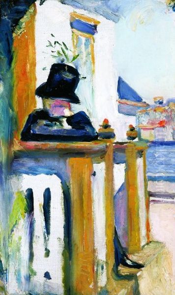 Man on the Veranda Oil Painting by Edvard Munch