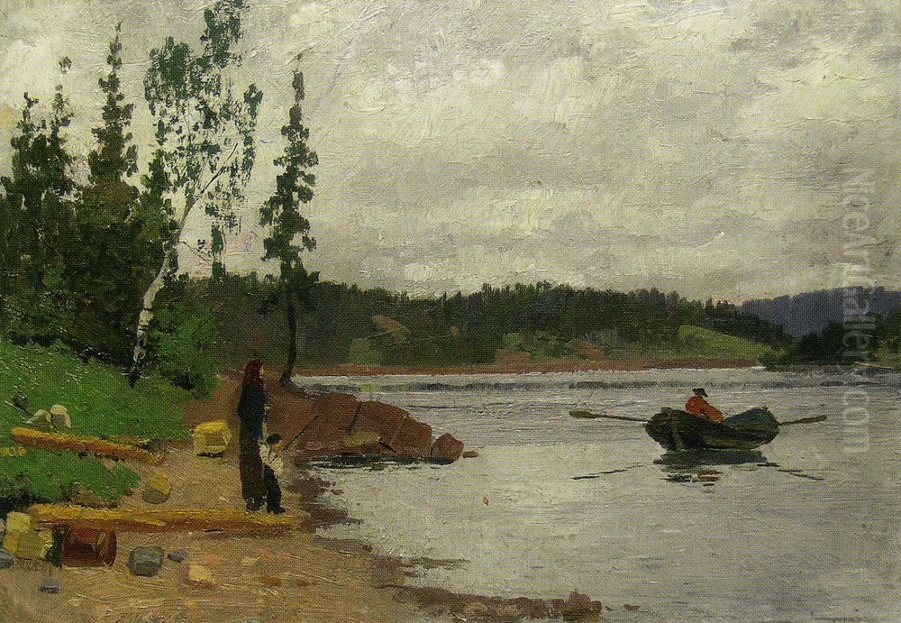 Man Rowing towards Land Oil Painting by Edvard Munch