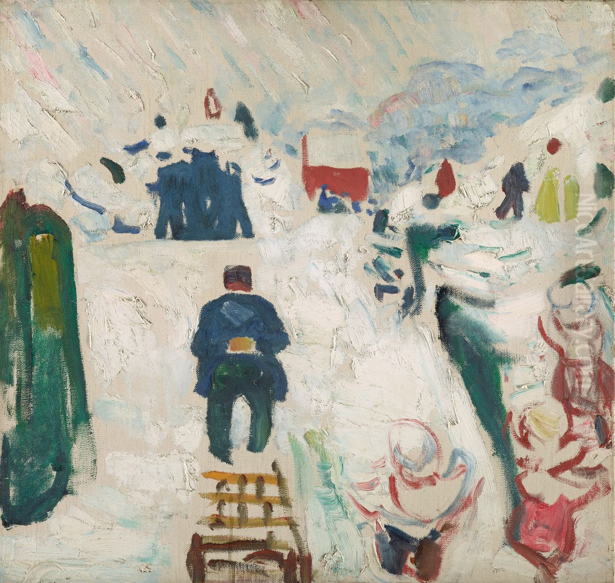 Man with a Sledge Oil Painting by Edvard Munch