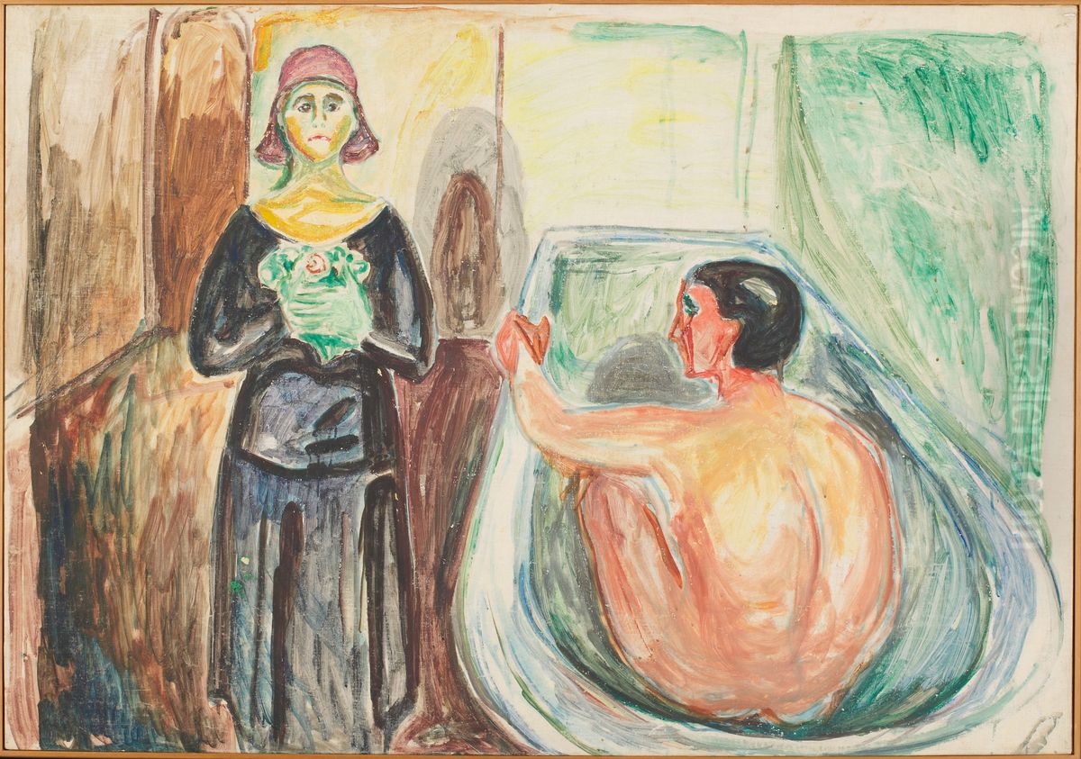 Marat in the Bath and Charlotte Corday Oil Painting by Edvard Munch