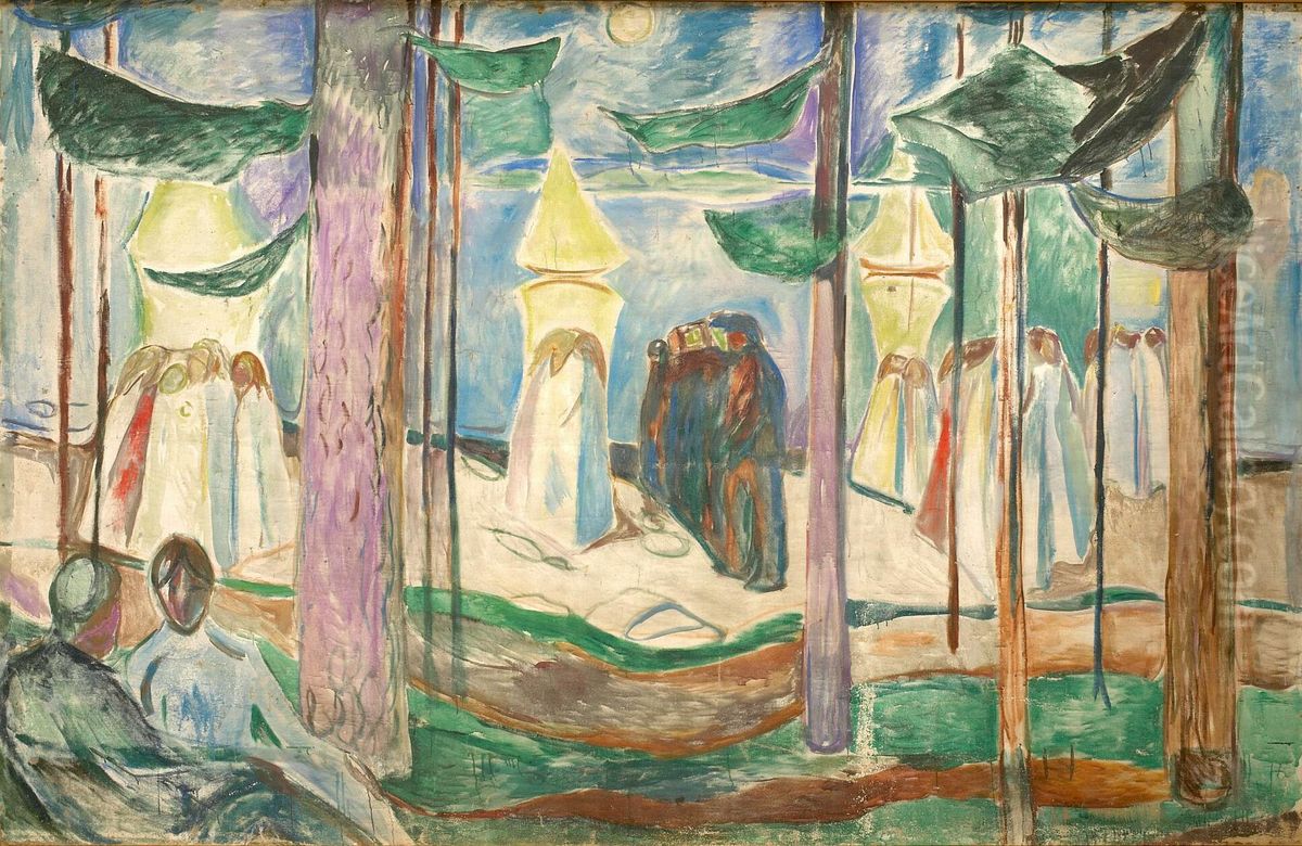 Meeting on the Beach Oil Painting by Edvard Munch