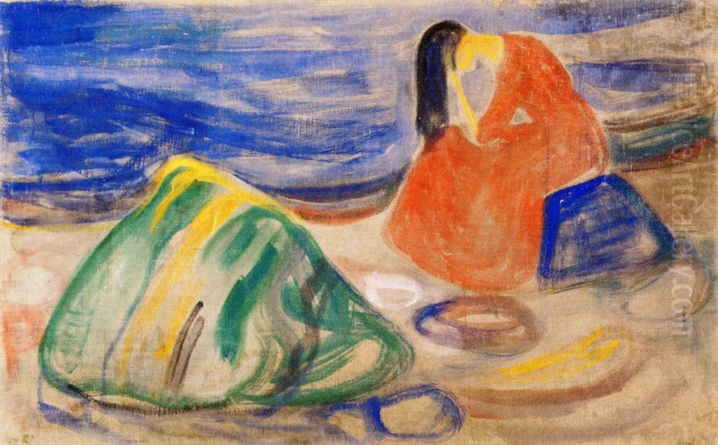 Melancholy (also known as Weeping Woman on the Beach) Oil Painting by Edvard Munch