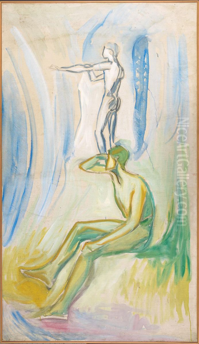 Men Turning towards the Sun Oil Painting by Edvard Munch