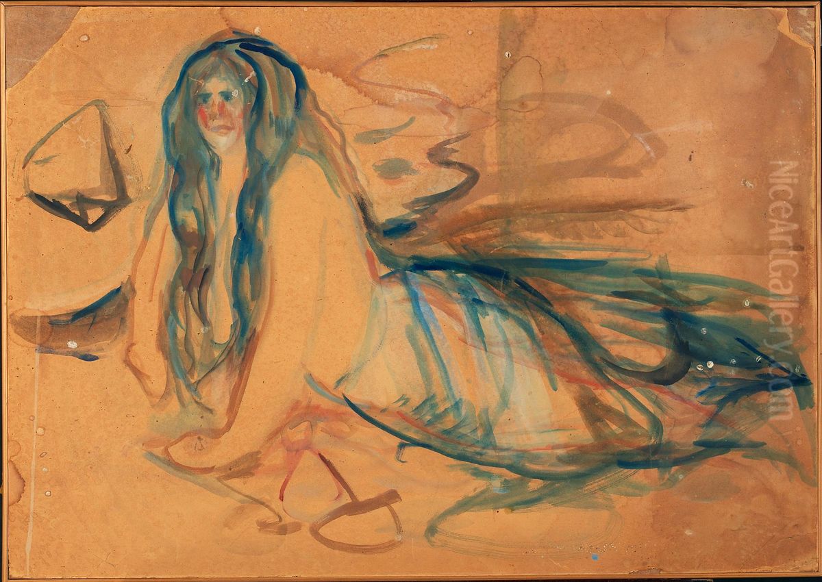 Mermaid on the Beach Oil Painting by Edvard Munch