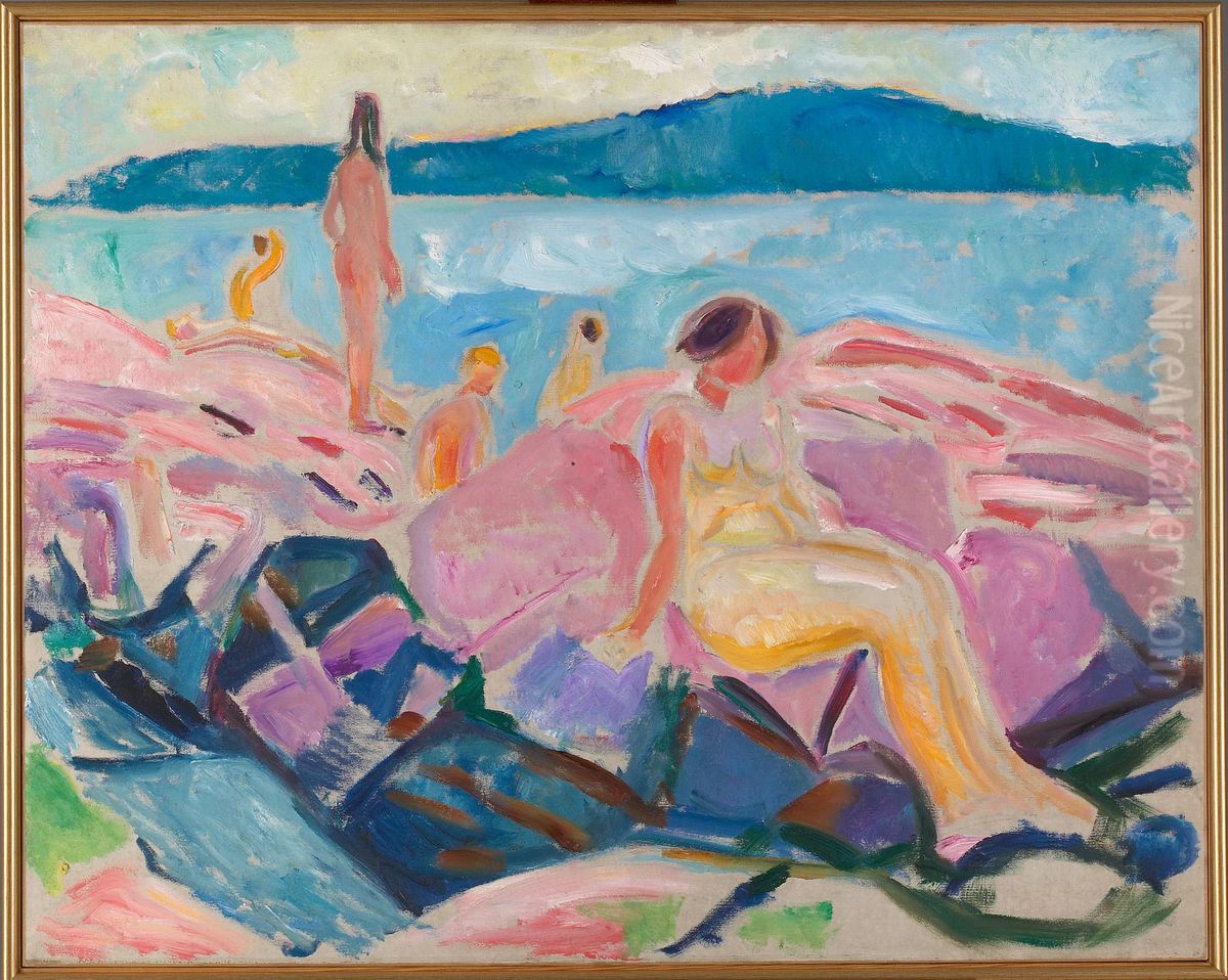 Midsummer Oil Painting by Edvard Munch